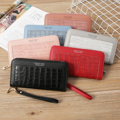 Single Zipper Ladies Wallet Long Wallet Crocodile Coin Purse Student Clutch