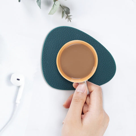 10pcs Teardrop-Shaped Silicone Table Insulation Mat Leather Textured Kitchen Cup And Pot Mat, Coaster(Green), Coaster(Blue), Coaster(Gray), Coaster(Red), Coaster(Pink)