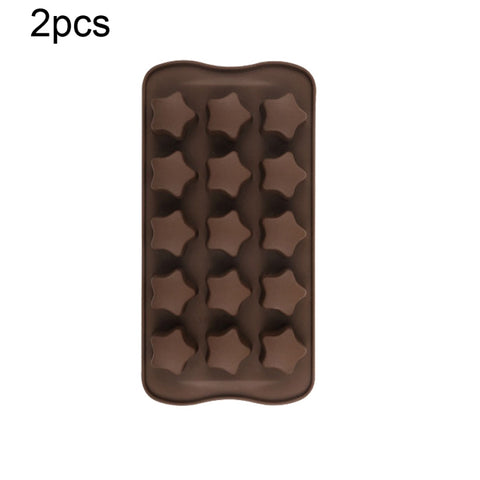 2pcs Silicone Chocolate Mold Jelly Christmas Candy Cake Mould, Style:, Gift Box, Shell, Star, Heart To Heart