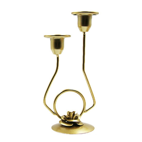 Wrought Iron Double-Headed Candle Holder Party Wedding Table Decoration Candlesticks, Silk, Iron