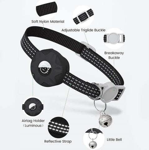 For AirTag 2nd Gen / AirTag 1st Gen Tracker Silicone Case Reflective Pet Cat Collar With Bell