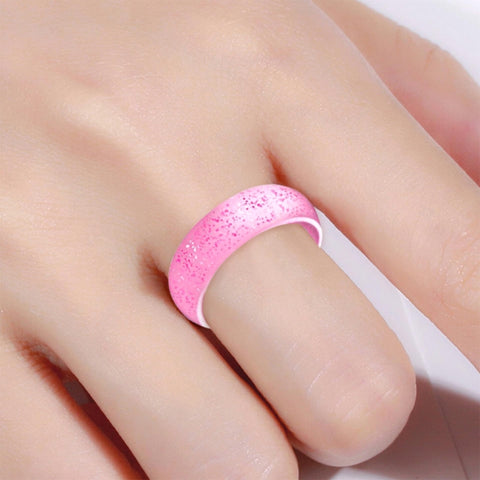 SH100 5.7mm Wide Silicone Ring Glitter Couple Ring, No.8, No.9, No.10
