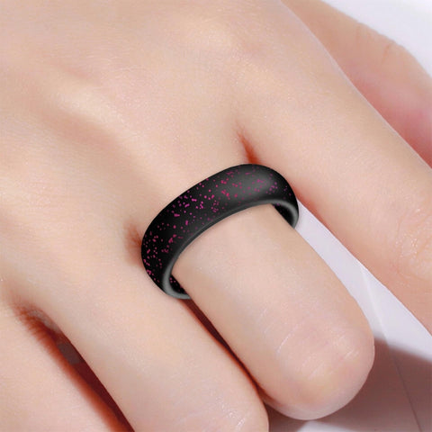 SH100 5.7mm Wide Silicone Ring Glitter Couple Ring, No.8, No.9, No.10