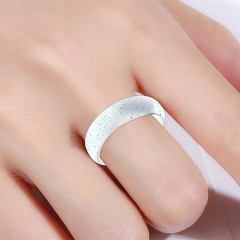 SH100 5.7mm Wide Silicone Ring Glitter Couple Ring, No.8, No.9, No.10