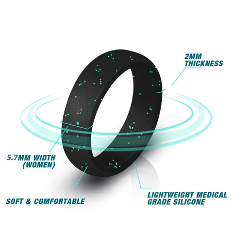 SH100 5.7mm Wide Silicone Ring Glitter Couple Ring, No.4, No.5, No.6, No.7