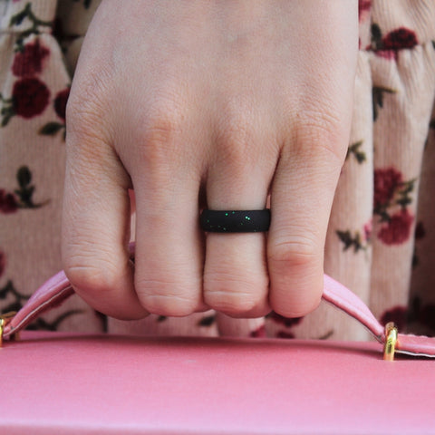 SH100 5.7mm Wide Silicone Ring Glitter Couple Ring, No.4, No.5, No.6, No.7