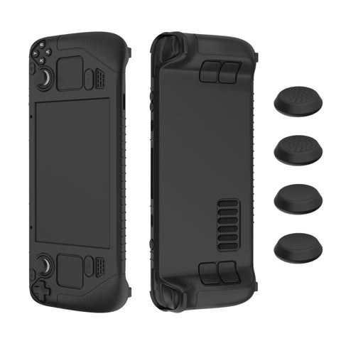 For Steam Deck Game Controller Soft Silicone Protective Cover Case With 4pcs Key Cap, SD001 (Black), SD001 (Red), SD001 (Luminous Blue), SD001 (Luminous Green)