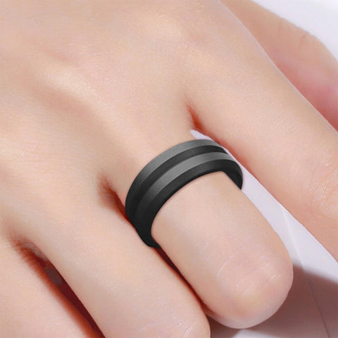 SiR053 V Shaped Grooved Edge Silicone Ring Outdoor Sports Couple Ring, No.13, No.14
