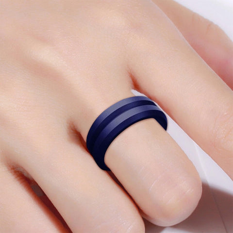 SiR053 V Shaped Grooved Edge Silicone Ring Outdoor Sports Couple Ring, No.13, No.14
