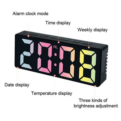 3806C LED Electronic Home Living Room Desktop Clock Perpetual Calendar Digital Tabletop Clock, Colorful