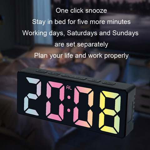 3806C LED Electronic Home Living Room Desktop Clock Perpetual Calendar Digital Tabletop Clock, Colorful