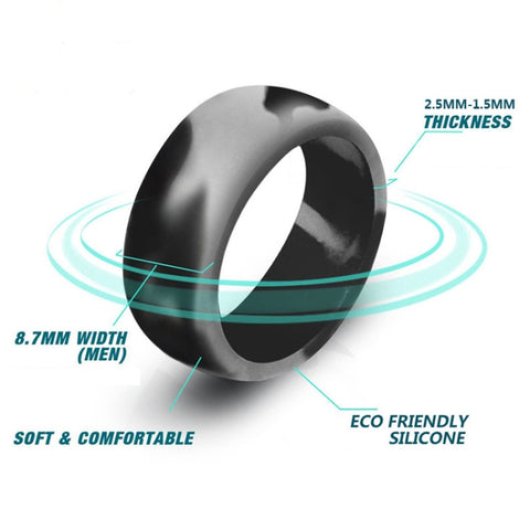 SiR013 8.7mm Curved Outdoor Sports Silicone Ring, No.7, No.8, No.9, No.10