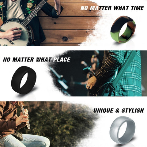 SiR013 8.7mm Curved Outdoor Sports Silicone Ring, No.7, No.8, No.9, No.10