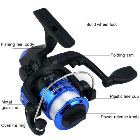 YUMOSHI JL200 Spinning Reel With Line, With Line(Electroplated Blue), With Line(Electroplated Yellow), With Line(Electroplated Red), With Line(Electroplated Silver), With Line(Electroplated Green)
