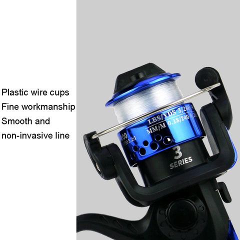 YUMOSHI JL200 Spinning Reel With Line, With Line(Electroplated Blue), With Line(Electroplated Yellow), With Line(Electroplated Red), With Line(Electroplated Silver), With Line(Electroplated Green)