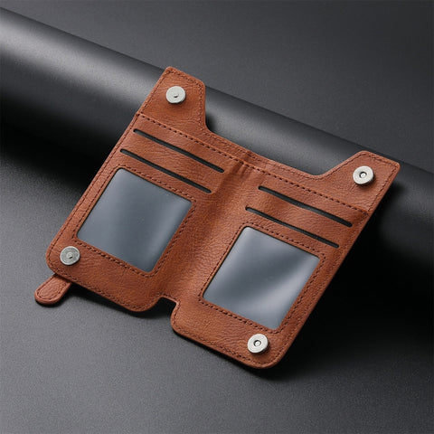 Phone ID Card Holder PU Leather Flap Zipper Wallet Card Holder Bag Adhesive Case
