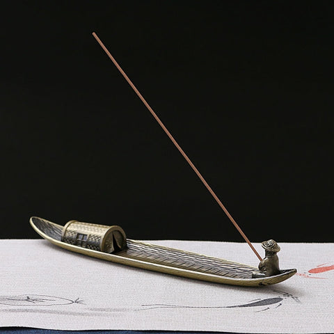 Fisherman Incense Stick Holder Insence Burner Ash Catcher Insense Stand, Fisherman, Bamboo Raft