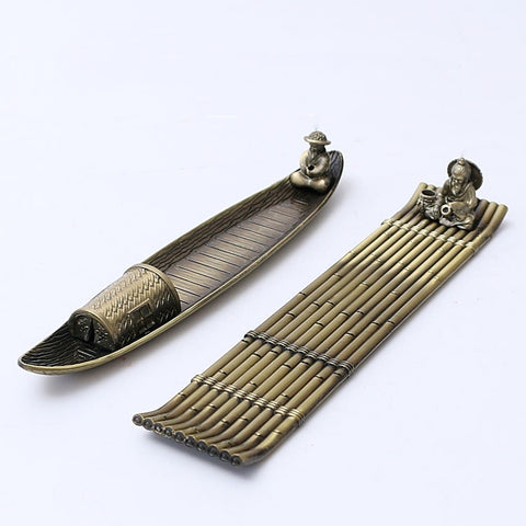 Fisherman Incense Stick Holder Insence Burner Ash Catcher Insense Stand, Fisherman, Bamboo Raft