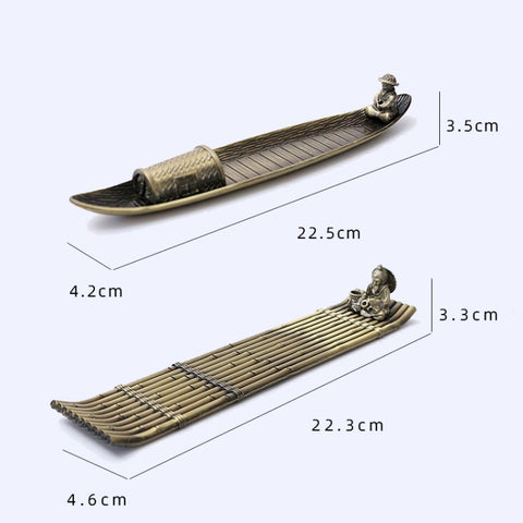 Fisherman Incense Stick Holder Insence Burner Ash Catcher Insense Stand, Fisherman, Bamboo Raft