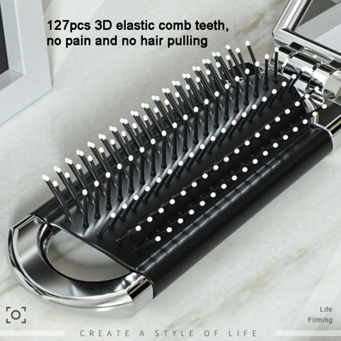 2 in 1 Massage Air Cushion Comb Mirror Integrated Comb Portable Folding Comb, Comb Mirror