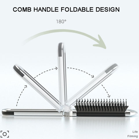 2 in 1 Massage Air Cushion Comb Mirror Integrated Comb Portable Folding Comb, Comb Mirror
