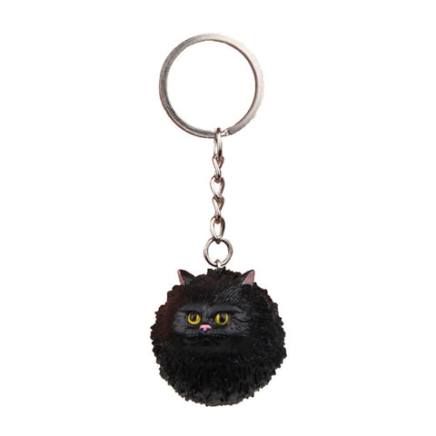 Round Little Tiger Cat Keychain Cartoon Key Ring Ornament, Coffee White, Yellow White, Gray, White, 3 Color, Black