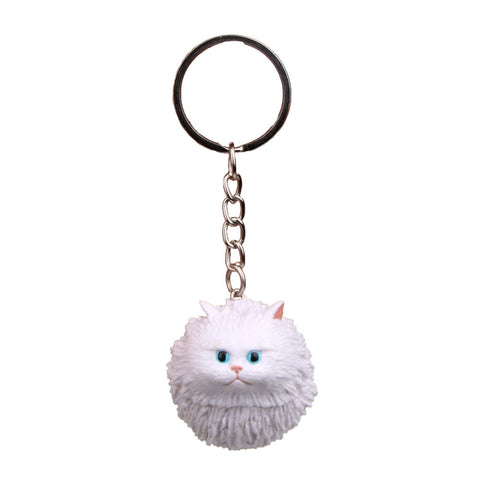 Round Little Tiger Cat Keychain Cartoon Key Ring Ornament, Coffee White, Yellow White, Gray, White, 3 Color, Black