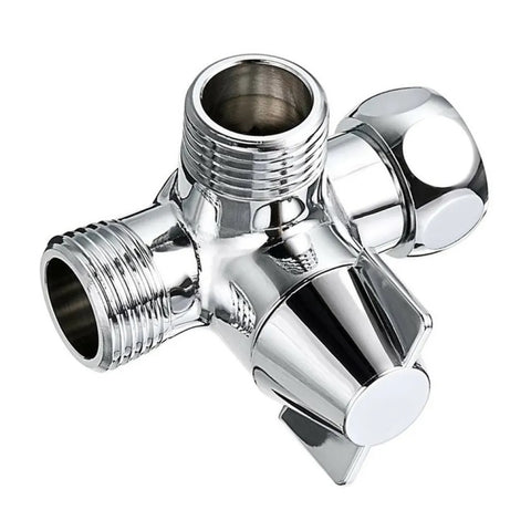 Double Handle Brass 3 Way Shower Arm Diverter Valve Hand Held Showerhead Shower Splitter, Brass