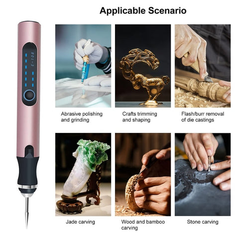 E108 59pcs/set Wireless Portable USB Rechargeable Mini Electric Drill Pen, Silver, Rose Gold
