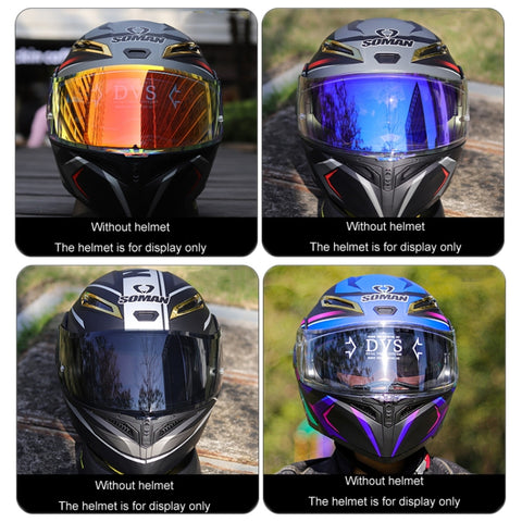Motorcycle Helmet Lens with Anti-fog Spikes for SOMAN K1/K3SV/K5, Transparent REVO Red, Transparent REVO Purple, Transparent REVO Blue, Dark Tea Revo Red, Dark Tea Revo Blue, Tea Film Revo Purple Red Gold, Silver Plated, Dark Tea, Gold Flakes, Color Fi...