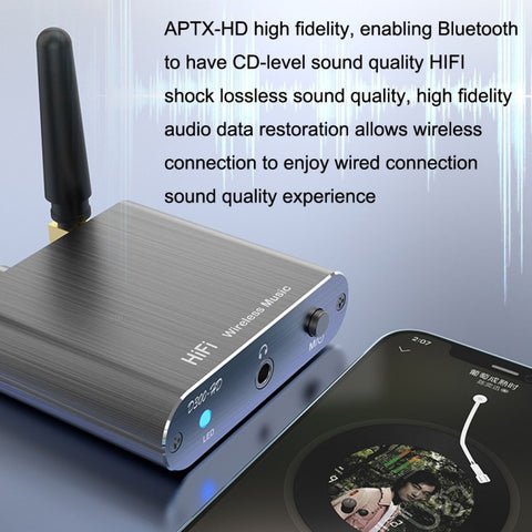 Bluetooth 5.2 Audio Receiver 3.5MM AUX Coaxial Fiber APTX HD Bluetooth Adapter, D300