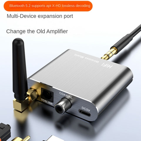 Bluetooth 5.2 Audio Receiver 3.5MM AUX Coaxial Fiber APTX HD Bluetooth Adapter, D300
