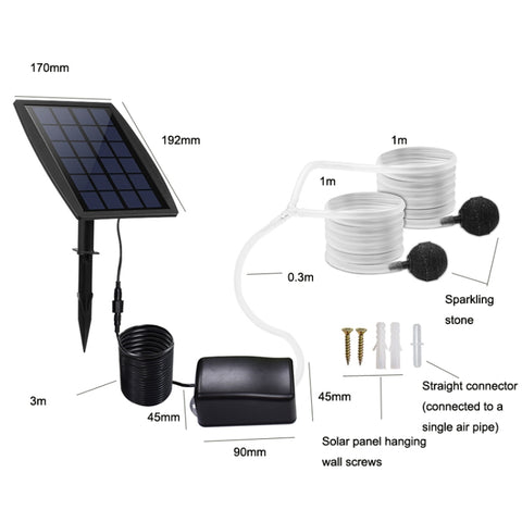 Plug-in Solar Aeration Pump Power Storage Aquarium Oxygen Pump, Solar Aeration Pump