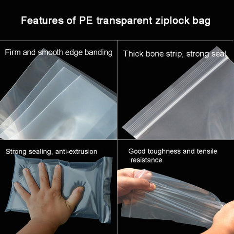 100pcs  Perforated Ziplock Bag Thickened Transparent Packaging Bag Plastic Sealed Bag, 4 x 6cm, 5 x 7cm, 6 x 9cm, 7 x 10cm, 8 x 12cm, 10 x 15cm