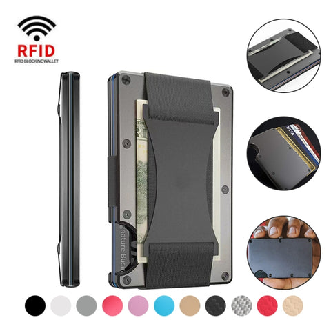 Credit Card Holder Wallets RFID Blocking Slim Metal Card Clip, Black, Grey, Royal Blue, Army Green, Dark Green, Coffee, Fluorescent Green, Carbon Fiber Pattern, Real Carbon Fiber (Light), Real Carbon Fiber (Matte), Red, Blue, Orange, Rainbow           ...