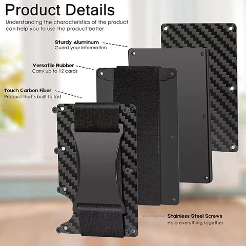 Credit Card Holder Wallets RFID Blocking Slim Metal Card Clip, Black, Grey, Royal Blue, Army Green, Dark Green, Coffee, Fluorescent Green, Carbon Fiber Pattern, Real Carbon Fiber (Light), Real Carbon Fiber (Matte), Red, Blue, Orange, Rainbow           ...