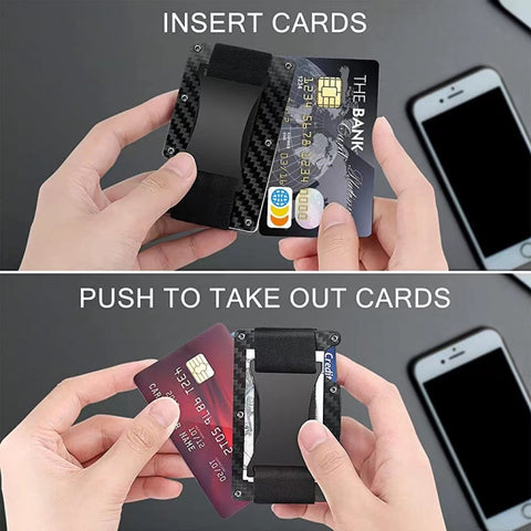 Credit Card Holder Wallets RFID Blocking Slim Metal Card Clip, Black, Grey, Royal Blue, Army Green, Dark Green, Coffee, Fluorescent Green, Carbon Fiber Pattern, Real Carbon Fiber (Light), Real Carbon Fiber (Matte), Red, Blue, Orange, Rainbow           ...
