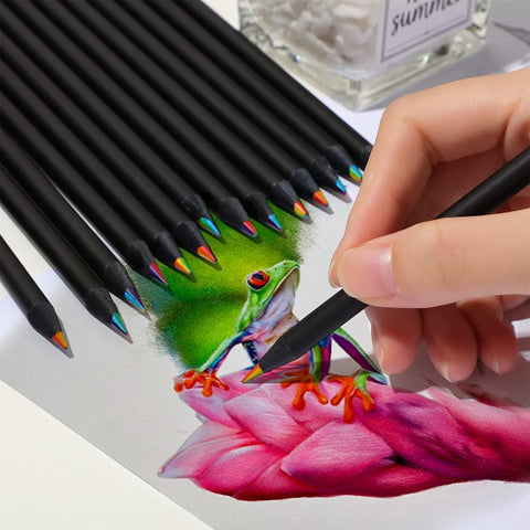 12pcs /Set  Rainbow Pencils Wooden Colored Pencil For Kids Adults Art Drawing