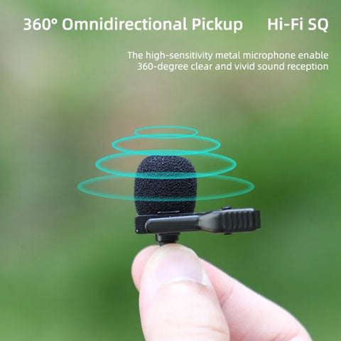 Sunnylife MC490 Collar Microphone Motion Camera Recording Wheat, For DJI Action3/2, For Insta360 ONE RS, For Insta360 ONE X2/X3/1 inch 360 Edition