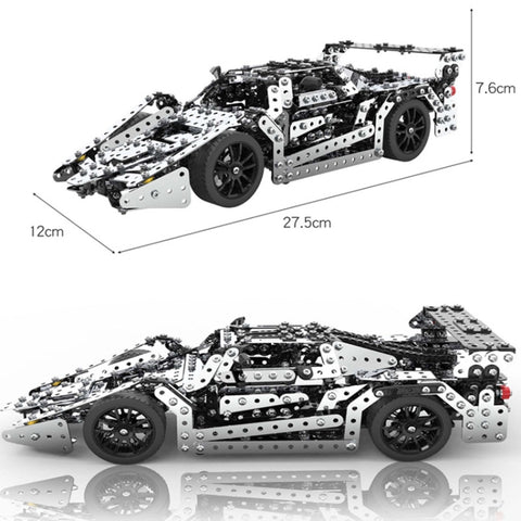Assembly Metal Car Model Intelligence Handmade Assembly Toy Building Block, Racing Car