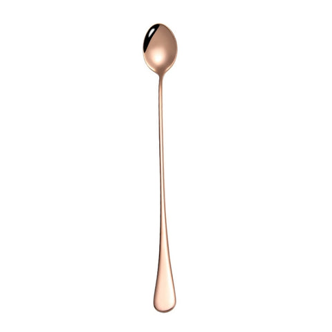 304 Stainless Steel Long Handle Thickened Pointed Spoon Coffee Ice Drink Mixing Spoon, Stainless Steel Color, Titanium Gold, Rose Gold, Colorful, Titanium Black