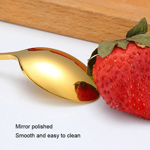 304 Stainless Steel Long Handle Thickened Pointed Spoon Coffee Ice Drink Mixing Spoon, Stainless Steel Color, Titanium Gold, Rose Gold, Colorful, Titanium Black