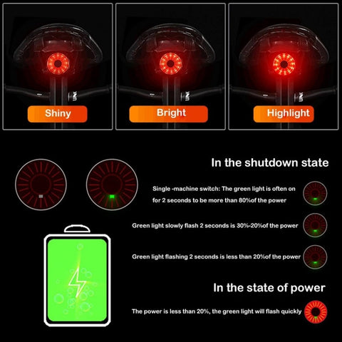 WEST BIKING Bicycle USB Charging Smart Brake Sensor Warning Tail Light, Cushion, Sit Tube