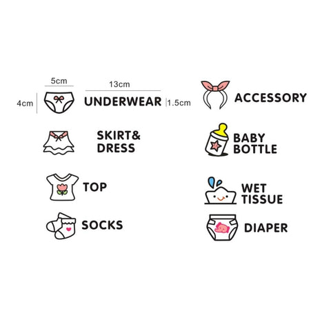 Baby Room Bedroom Wall Sticker Girls Baby Clothes Logo Classification Removable Stickers