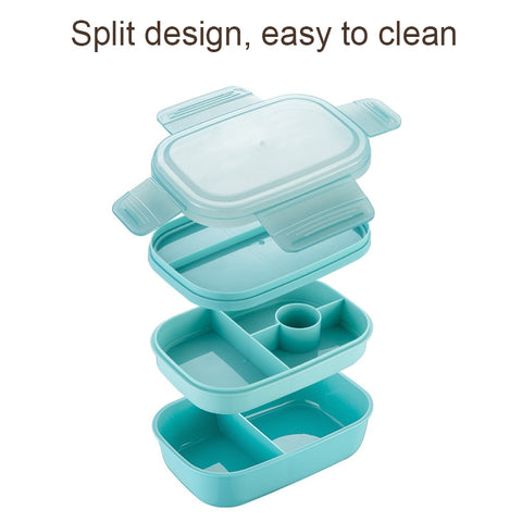 1900ML Large Capacity Microwave Children Sealed Compartment Lunch Box, Light Blue, Pink, Light Green, Blue, Green