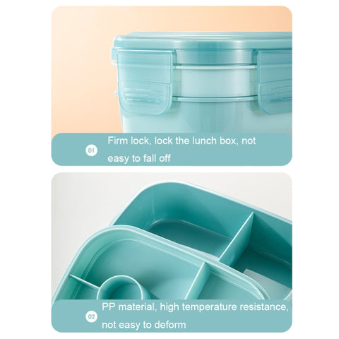 1900ML Large Capacity Microwave Children Sealed Compartment Lunch Box, Light Blue, Pink, Light Green, Blue, Green