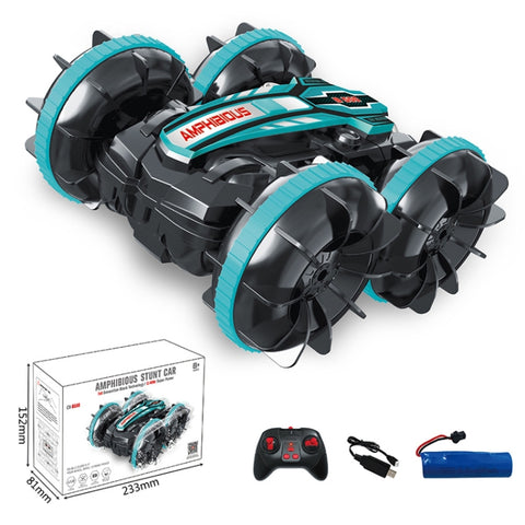 2.4G Amphibious Stunt Remote Control Car Double-sided Rolling Driving Children Electric Toys, Red, Green