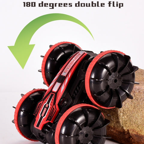 2.4G Amphibious Stunt Remote Control Car Double-sided Rolling Driving Children Electric Toys, Red, Green
