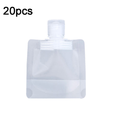 20pcs Travel Refillable Empty Squeeze Pouch Lotion Shampoo Squeezable Bags, 30ml, 50ml, 100ml