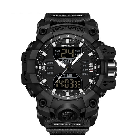 SANDA Green Light Alarm Clock Multifunctional Waterproof Shockproof Transparent Watch